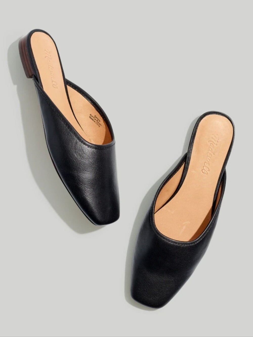 Madewell Black Leather Adelia Slip-On Mules  Size 7